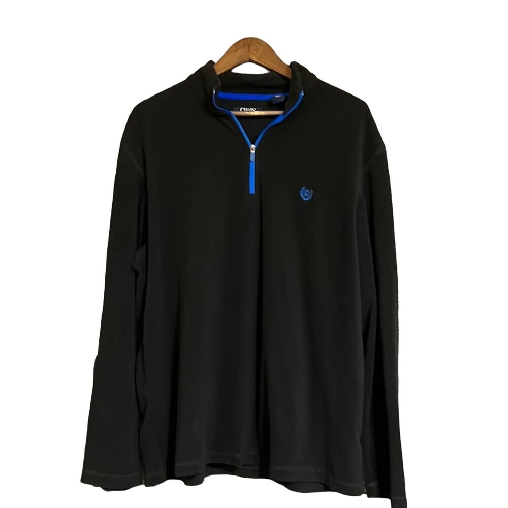 Chaps Quarter Zip Old Money Boat Black with blue zipper XL Polyester Pull over